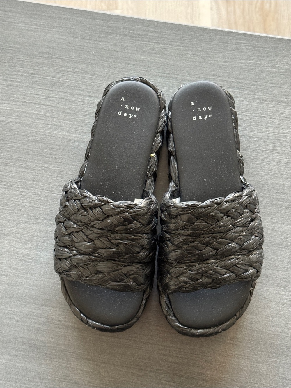 a new day Black Braided Slide Sandals